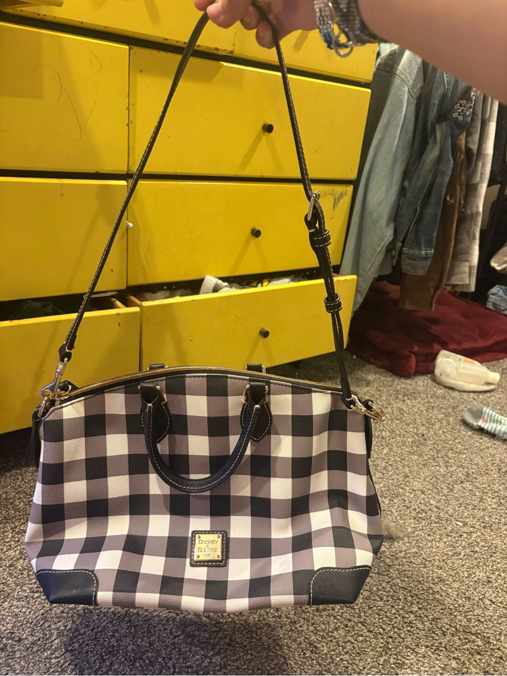 Dooney & Bourke Black And White Gingham Satchel